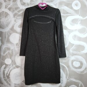 OK SANA Black Sz 46 (US 14/16) Stretch Bolero Cutout Rhinestone SexyCon Dress